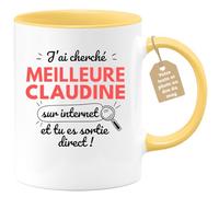 quotedazur Café-Croissant - Mug Personnalisable Texte Photo Tasse Cadeau Noël J'Ai Cherché Meilleure Claudine Sur Internet Tu Es Sortie Direct - Jaune/Céramique