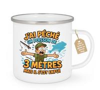 quotedazur Café-Croissant - Mug Personnalisable Texte Photo Tasse Cadeau Noël J'Ai Pêché Un Poisson De 3 Mètres Mais Il S'Est Enfui - Blanc/Emaillé