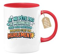 quotedazur Café-Croissant - Mug Personnalisable Texte Photo Tasse Cadeau Noël Je Ne Pète Pas Je Murmure Dans Mon Pantalon Parfais C'Est Un Hurlement - Rouge/Céramique
