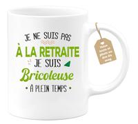 quotedazur Café-Croissant - Mug Personnalisable Texte Photo Tasse Cadeau Noël Je Ne Suis Pas A La Retraite Je Suis Bricoleuse - Blanc/Céramique