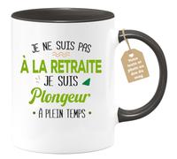 quotedazur Café-Croissant - Mug Personnalisable Texte Photo Tasse Cadeau Noël Je Ne Suis Pas A La Retraite Je Suis Plongeur - Noir/Céramique