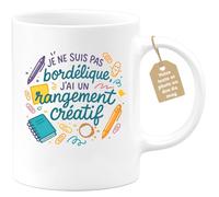 quotedazur Café-Croissant - Mug Personnalisable Texte Photo Tasse Cadeau Noël Je Ne Suis Pas Bordélique J'Ai Un Rangement Créatif - Blanc/Céramique
