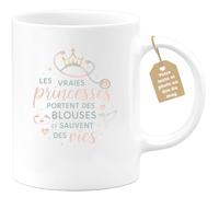 quotedazur Café-Croissant - Mug Personnalisable Texte Photo Tasse Cadeau Noël Les Vraies Princesses Portent Des Blouses Et Sauvent Des Vies - Blanc/Céramique