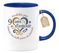 quotedazur Café-Croissant - Mug Personnalisable Texte Photo Tasse Cadeau Noël Modelée Par Anniversaire 9 Ans 2016 D'Amour Comme Une Belle Pièce De Faïence - Bleu/Céramique