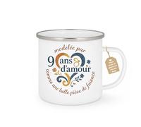 quotedazur Café-Croissant - Mug Personnalisable Texte Photo Tasse Cadeau Noël Modelée Par Anniversaire 9 Ans 2016 D'Amour Comme Une Belle Pièce De Faïence - Blanc/Emaillé