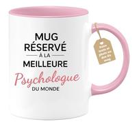 quotedazur Café-Croissant - Mug Personnalisable Texte Photo Tasse Cadeau Noël Mug Réservé À La Meilleure Psychologue Du Monde - Rose/Céramique