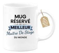 quotedazur Café-Croissant - Mug Personnalisable Texte Photo Tasse Cadeau Noël Mug Réservé Au Meilleur Maître De Stage Du Monde - Blanc/Céramique