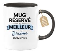 quotedazur Café-Croissant - Mug Personnalisable Texte Photo Tasse Cadeau Noël Mug Réservé Au Meilleur Binôme Du Monde - Noir/Céramique