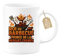 quotedazur Café-Croissant - Mug Personnalisable Texte Photo Tasse Cadeau Noël Roi Du Barbecue Prince De La Merguez Cramée - Blanc/Céramique