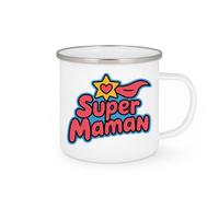 quotedazur Café-Croissant - Mug Personnalisable Texte Photo Tasse Cadeau Noël Super Maman - Blanc/Emaillé Future Anniversaire Fête Des Mères Annonce Naissance