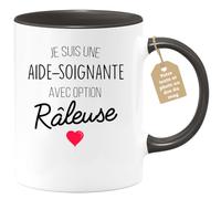 quotedazur Café-Croissant - Mug Personnalisable Texte Photo Tasse Cadeau Original Humour Noël Aide Soignante Avec Option Râleuse - Noir/Céramique