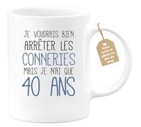 quotedazur Café-Croissant - Mug Personnalisable Texte Photo Tasse Cadeau Original Humour Noël Anniversaire 40 Ans 1985 - Blanc/Céramique
