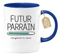 quotedazur Café-Croissant - Mug Personnalisable Texte Photo Tasse Cadeau Original Humour Noël Futur Parrain 2025 Chargement En Cours - Bleu/Céramique
