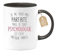 quotedazur Café-Croissant - Mug Personnalisable Texte Photo Tasse Cadeau Original Humour Noël Je Ne Suis Pas Parfaite Mais Je Suis Psychologue - Noir/Céramique