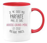 quotedazur Café-Croissant - Mug Personnalisable Texte Photo Tasse Cadeau Original Humour Noël Je Ne Suis Pas Parfaite Mais Arrière- Grand-Mère - Rouge/Céramique