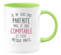 quotedazur Café-Croissant - Mug Personnalisable Texte Photo Tasse Cadeau Original Humour Noël Je Ne Suis Pas Parfaite Mais Je Suis Comptable - Vert/Céramique
