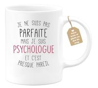 quotedazur Café-Croissant - Mug Personnalisable Texte Photo Tasse Cadeau Original Humour Noël Je Ne Suis Pas Parfaite Mais Je Suis Psychologue - Blanc/Céramique