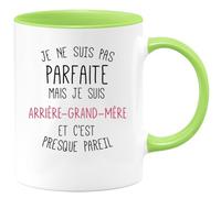 quotedazur Café-Croissant - Mug Personnalisable Texte Photo Tasse Cadeau Original Humour Noël Je Ne Suis Pas Parfaite Mais Arrière- Grand-Mère - Vert/Céramique