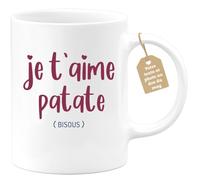 quotedazur Café-Croissant - Mug Personnalisable Texte Photo Tasse Cadeau Original Humour Noël Je T'Aime Patate - Blanc/Céramique