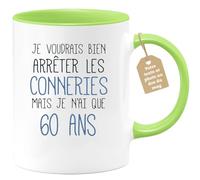 quotedazur Café-Croissant - Mug Personnalisable Texte Photo Tasse Cadeau Original Humour Noël Je Voudrais Bien Arrêter Mais Je N'Ai Que Anniversaire 60 Ans 1965 - Vert/Céramique