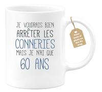 quotedazur Café-Croissant - Mug Personnalisable Texte Photo Tasse Cadeau Original Humour Noël Je Voudrais Bien Arrêter Mais Je N'Ai Que Anniversaire 60 Ans 1965 - Blanc/Céramique