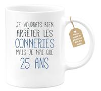quotedazur Café-Croissant - Mug Personnalisable Texte Photo Tasse Cadeau Original Humour Noël Je Voudrais Bien Arrêter Mais Je N'Ai Que Anniversaire 25 Ans 2000 - Blanc/Céramique