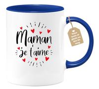 quotedazur Café-Croissant - Mug Personnalisable Texte Photo Tasse Cadeau Original Humour Noël Maman Je T'Aime Future Anniversaire Fête Des Mères Annonce Naissance - Bleu/Céramique