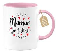 quotedazur Café-Croissant - Mug Personnalisable Texte Photo Tasse Cadeau Original Humour Noël Maman Je T'Aime Future Anniversaire Fête Des Mères Annonce Naissance - Rose/Céramique