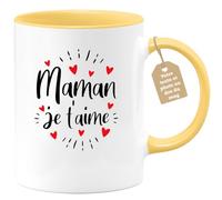 quotedazur Café-Croissant - Mug Personnalisable Texte Photo Tasse Cadeau Original Humour Noël Maman Je T'Aime Future Anniversaire Fête Des Mères Annonce Naissance - Jaune/Céramique