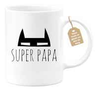 quotedazur Café-Croissant - Mug Personnalisable Texte Photo Tasse Cadeau Original Humour Noël Mug Super Papa Futur Anniversaire Fête Des Pères Annonce Naissance - Blanc/Céramique
