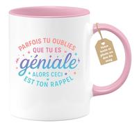 quotedazur Café-Croissant - Mug Personnalisable Texte Photo Tasse Cadeau Original Humour Noël Parfais Tu Oublies Que Tu Es Géniale Alors Ceci Est Ton Rappel - Rose/Céramique