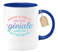 quotedazur Café-Croissant - Mug Personnalisable Texte Photo Tasse Cadeau Original Humour Noël Parfais Tu Oublies Que Tu Es Géniale Alors Ceci Est Ton Rappel - Bleu/Céramique