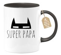 quotedazur Café-Croissant - Mug Personnalisable Texte Photo Tasse Cadeau Original Humour Noël Super Papa Futur Anniversaire Fête Des Pères Annonce Naissance - Noir/Céramique