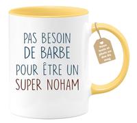 quotedazur Café-Croissant - Mug Personnalisable Texte Photo Tasse Cadeau Pas Besoin De Barbe Pour Noël Être Un Super Noham - Jaune/Céramique
