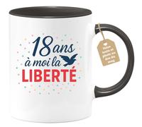 quotedazur Café-Croissant - Mug Personnalisé 18 Ans 2007, Voilà Ma Liberté Célébrée Avec Fierté Et Joie Cadeau Tasse Anniversaire Pour Noël Jeunes Femmes Libres Indépendantes - Noir/Céramique