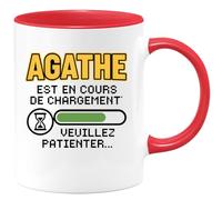 quotedazur Café-Croissant - Mug Personnalisé Agathe En Cours De Chargement, Merci Patienter... Cadeau Avec Tasse Pour Noël Femmes Modernes - Rouge/Céramique