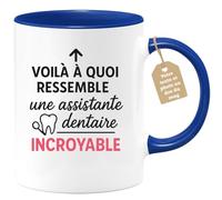 quotedazur Café-Croissant - Mug Personnalisé Assistante Dentaire Incroyable Un Métier D’Exception Et De Passion Cadeau Femme Tasse Pour Noël Exceptionnelle - Bleu/Céramique