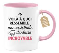 quotedazur Café-Croissant - Mug Personnalisé Assistante Dentaire Incroyable Un Métier D’Exception Et De Passion Cadeau Tasse Pour Noël Exceptionnelle - Rose/Céramique