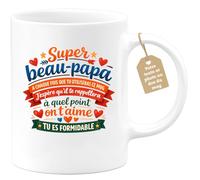 quotedazur Café-Croissant - Mug Personnalisé Beau-papa Texte Photo - Tasse Fête Des Pères Super Beau-papa À Chaque Fois Que Tu Utiliseras Ce Mug J'espère Qu'il Te Rappelera À Quel Point On T'aime, Tu