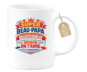 quotedazur Café-Croissant - Mug Personnalisé Beau-papa Texte Photo - Tasse Fête Des Pères Super Beau-papa À Chaque Fois Que Tu Utiliseras Ce Mug J'espère Qu'il Te Rappelera À Quel Point On T'aime, Tu