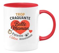 quotedazur Café-Croissant - Mug Personnalisé Belle-Maman Craquante, Patiente, Câline Et Attentionnée Cadeau Noël Parfait Tasse Douce Future Anniversaire Fête Des Mères - Rouge/Céramique