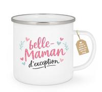 quotedazur Café-Croissant - Mug Personnalisé Belle-maman Texte Photo - Tasse Fête Des Mères Belle-mère D'exception - Cadeau Drôle - Blanc/emaille