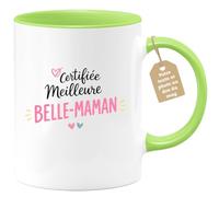 quotedazur Café-Croissant - Mug Personnalisé Belle-maman Texte Photo - Tasse Fête Des Mères Certifiée Meilleur Belle-mère - Cadeau Drôle - Vert/céramique