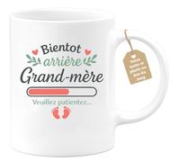 quotedazur Café-Croissant - Mug Personnalisé Bientôt Arrière- Grand-Mère, Patience Requise Pour Ce Nouveau Rôle Cadeau Noël Tasse Future - Blanc/Céramique