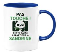 quotedazur Café-Croissant - Mug Personnalisé Cadeau Noël Pas Touche Cette Tasse Appartient À Sandrine - Bleu/Céramique