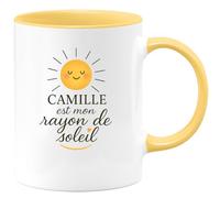 quotedazur Café-Croissant - Mug Personnalisé Camille, Mon Rayon De Soleil, Un Doux Message Pour Illuminer La Journée Cadeau Noël Femme, Tasse À Avec Amour - Jaune/Céramique