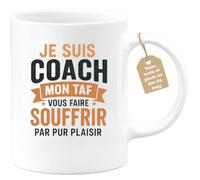 quotedazur Café-Croissant - Mug Personnalisé Coach Dédié À Vous Faire Souffrir, Un Plaisir Garanti Cadeau Pour Noël Tasse Motivation Sportive - Blanc/Céramique