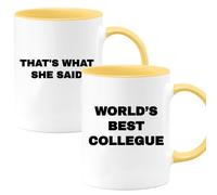 quotedazur Café-Croissant - Mug Personnalisé Collègue De Travail - World's Best Collegue That's What She Said - Cadeau Pot De Départ - Jaune/céramique