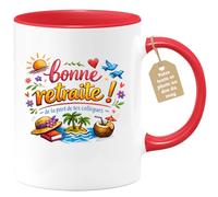 quotedazur Café-Croissant - Mug Personnalisé Collègue Travail - Bonne Retraite ! De La Part De Tes Collègues - Cadeau Pot De Départ, Stagiaire, Manager, Secret Santa, Noël - Rouge/céramique