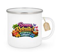 quotedazur Café-Croissant - Mug Personnalisé Collègue Travail - Bonne Retraite ! De La Part De Tes Collègues - Cadeau Pot De Départ, Stagiaire, Manager, Secret Santa, Noël - Blanc/emaille